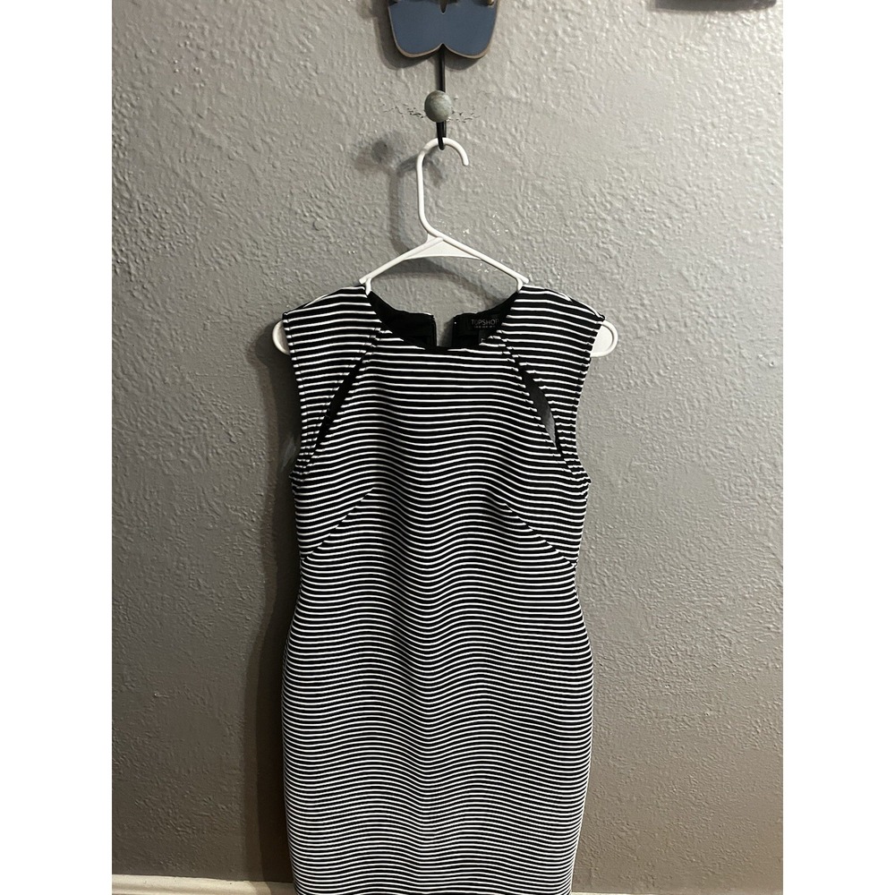 Topshop Women's Black & White Striped Cocktail Bodycon‎ Dress Size 10 Nordstrom